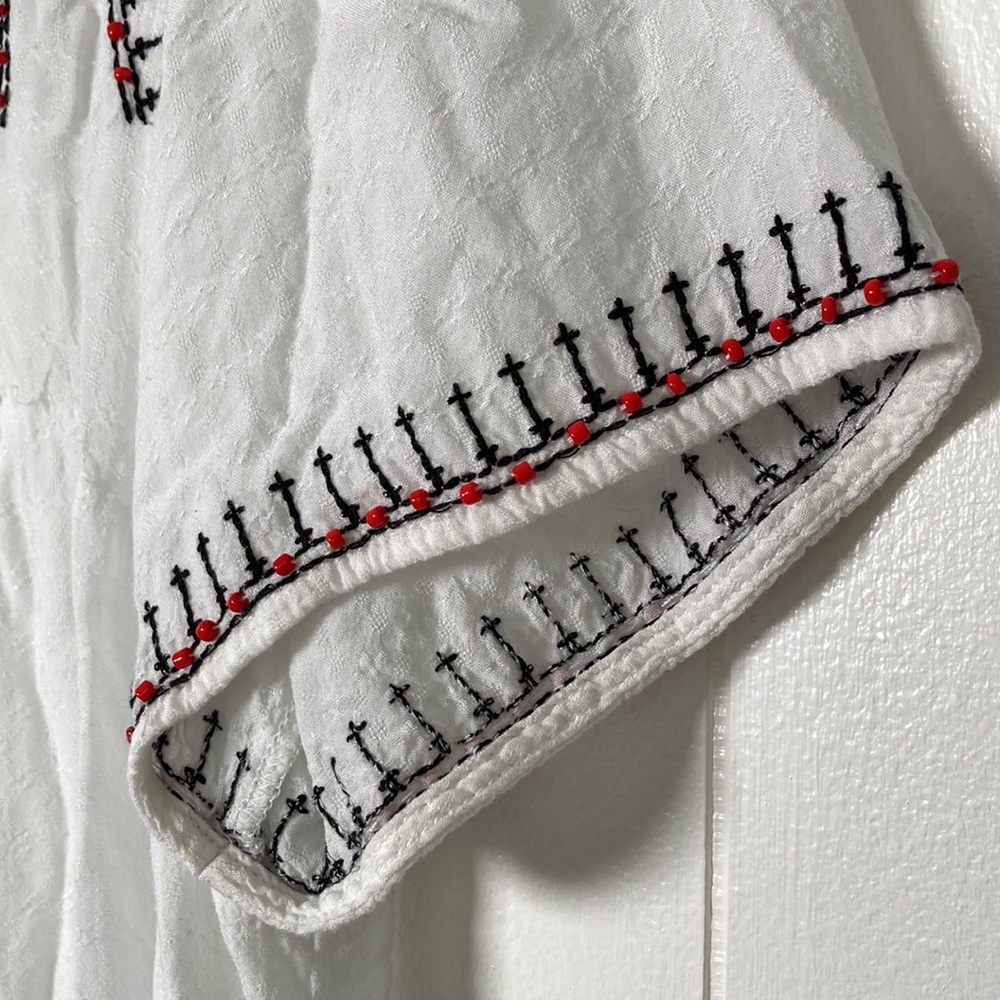 Beaded, Embroidered White Cotton Shirt - Picture 6 of 6